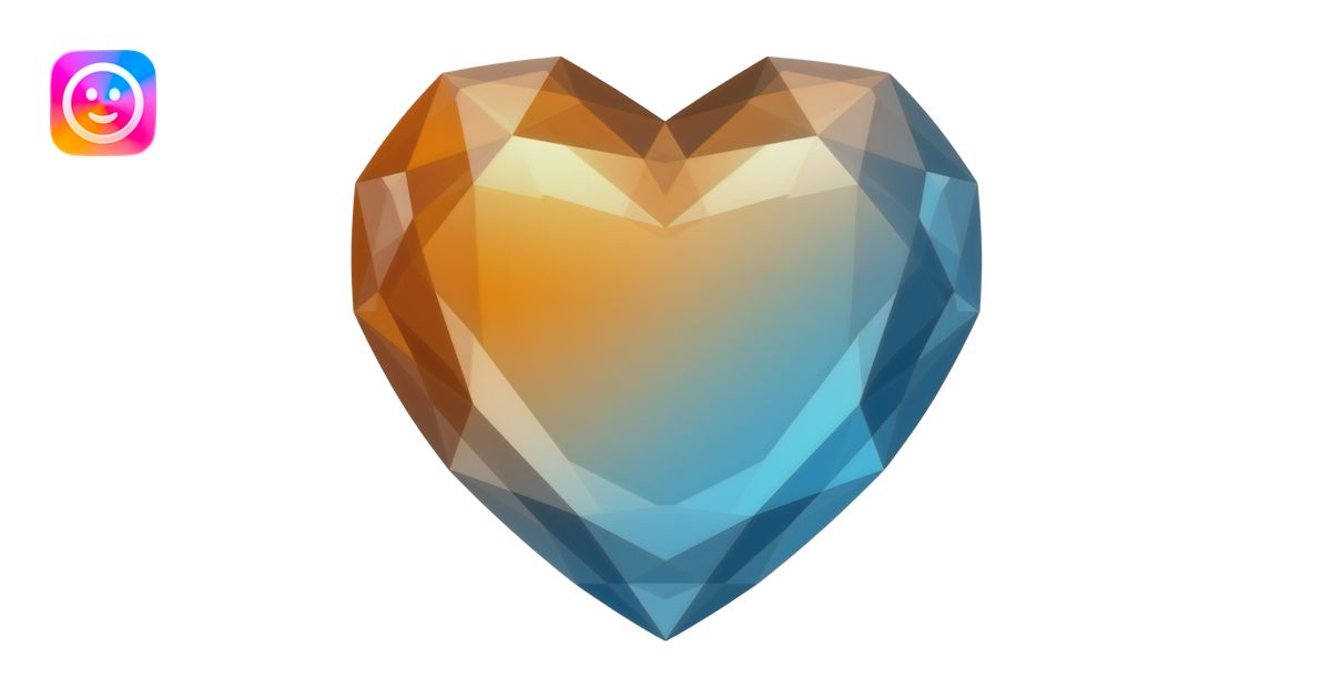 a 4k hd orange to blue gradient crystal heart emoji | AI Emoji Generator