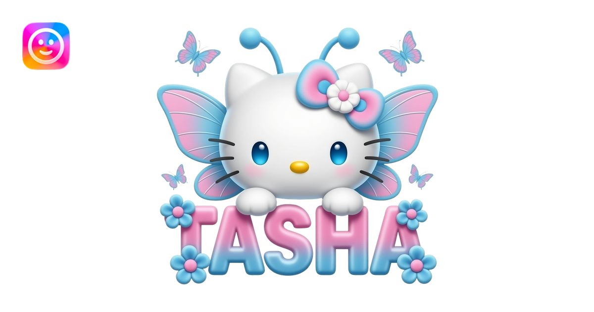 White velvety fur 3D hello kitty head, blue eyes, pink white blue ombre ...