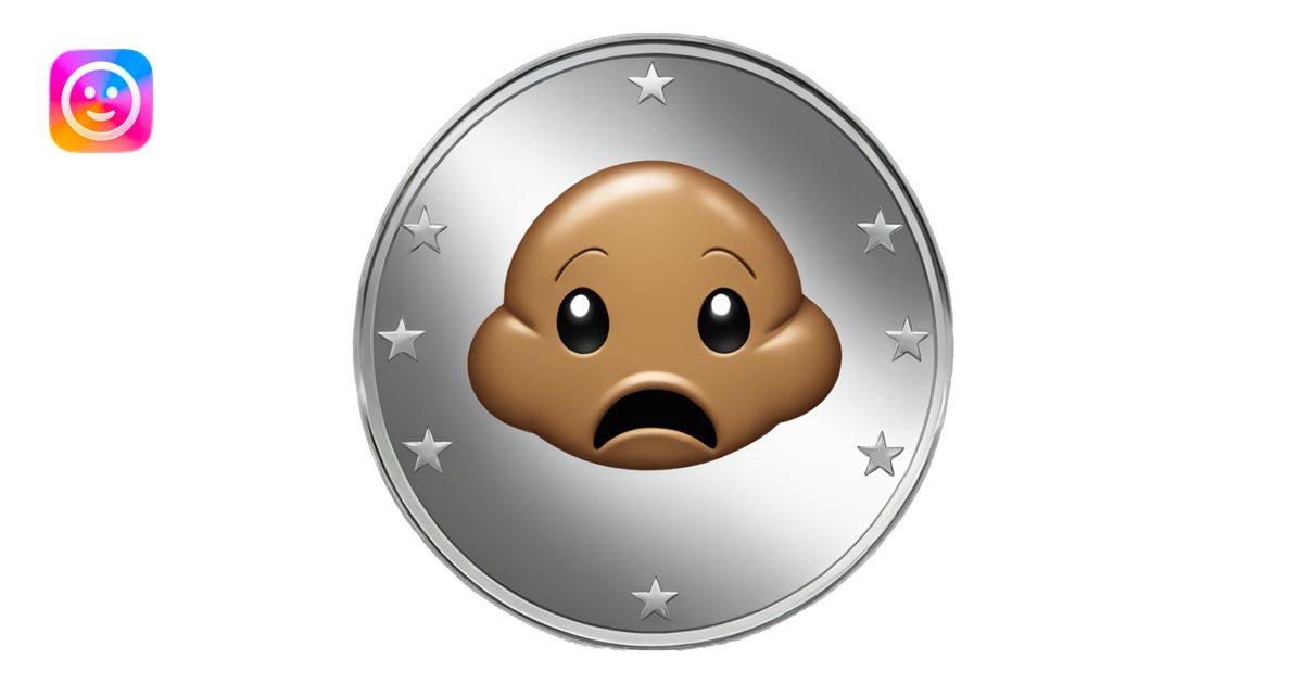 poop emoji on a silver coin emoji | AI Emoji Generator
