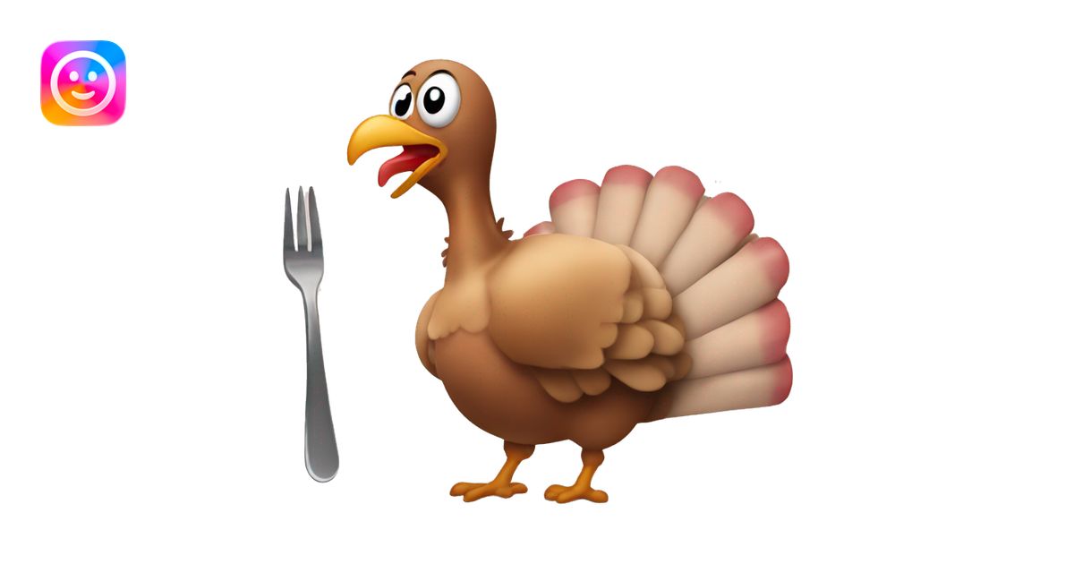 Turkey running from Asian baby in diapers with fork and knife emoji ...