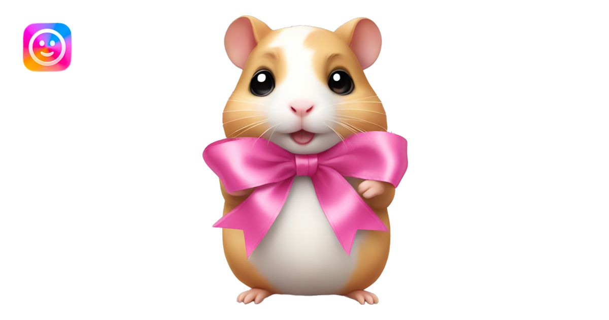cute hamster with pink ribbon emoji | AI Emoji Generator
