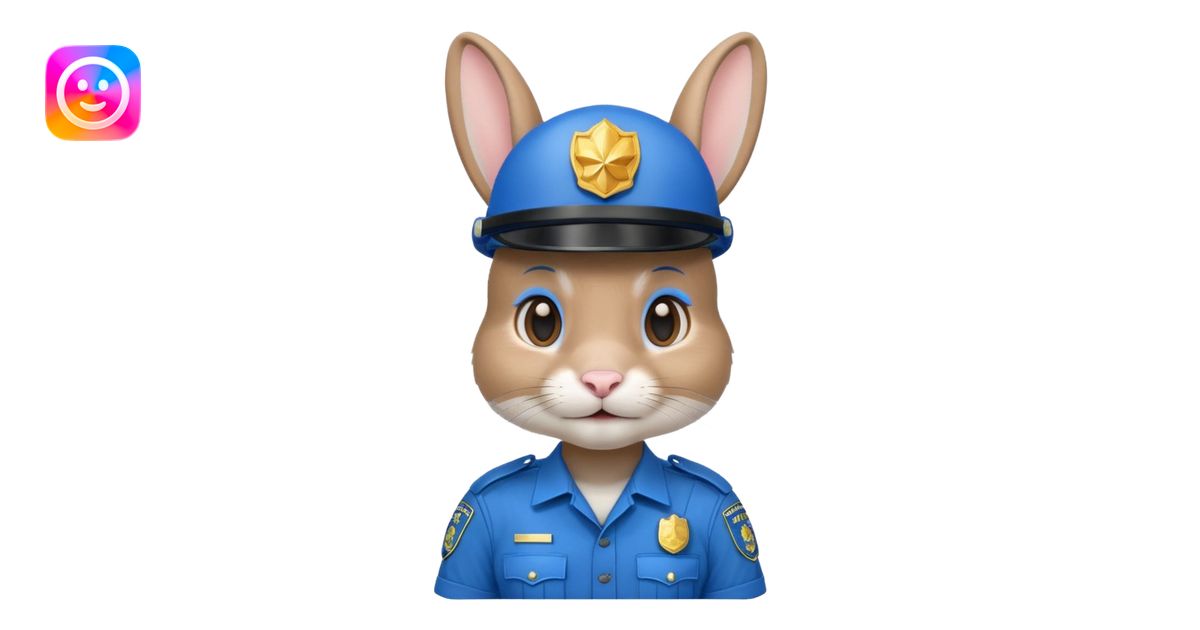 Rabbit police, blue uniform including helmet of uniform emoji | AI ...