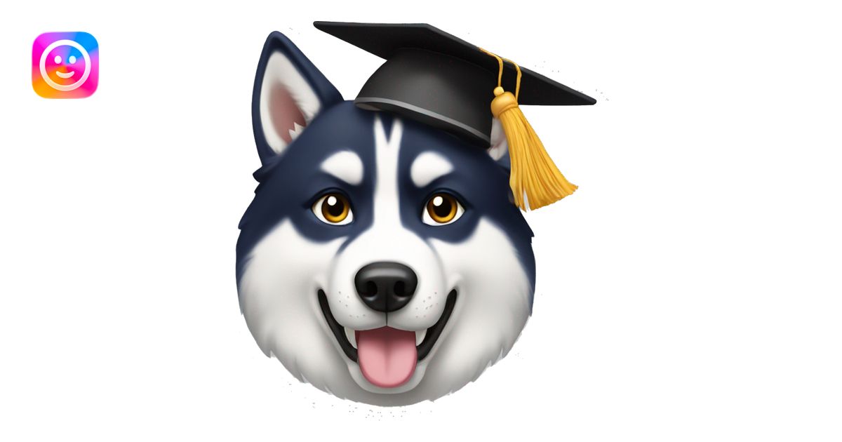 Husky with grad cap emoji | AI Emoji Generator