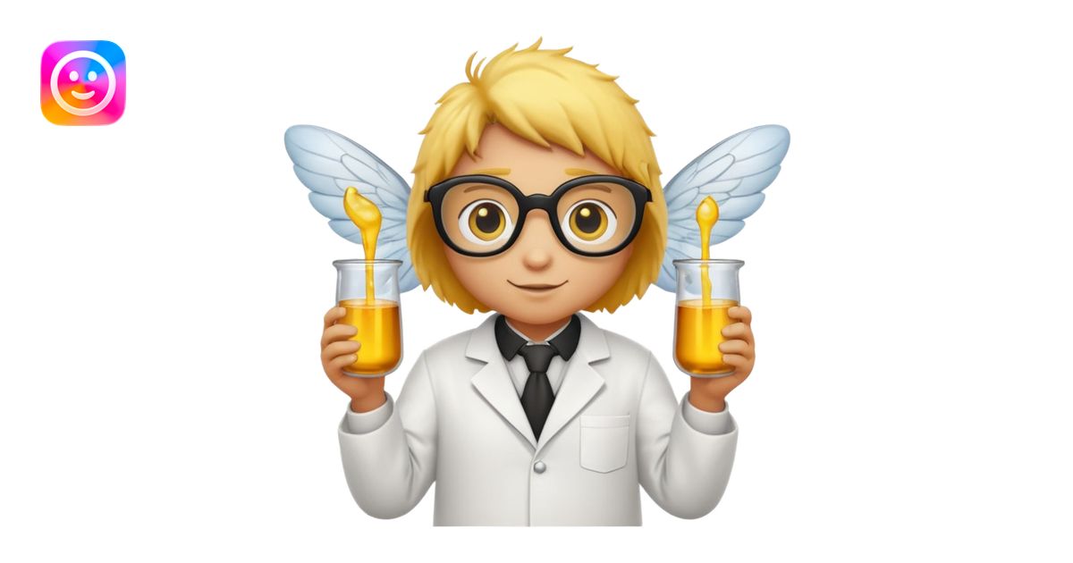a bumblebee wearing a white lab coat holding a beaker emoji | AI Emoji ...