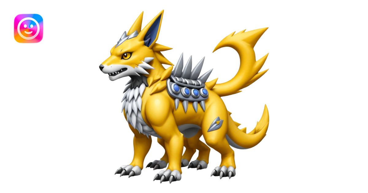 Cool Edgy Shiny Greymon-Renamon-Weregarurumon full body emoji | AI ...