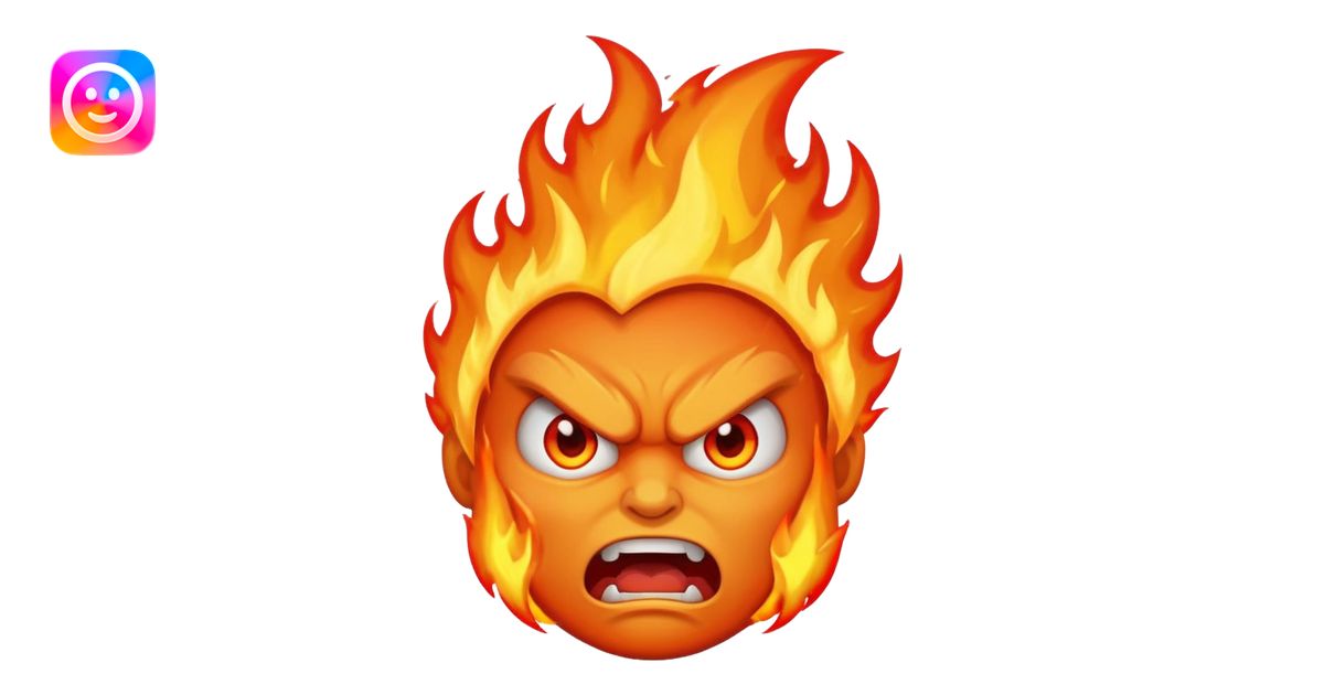 raging fire emoji, red-hot flames, extremely angry face emoji | AI ...