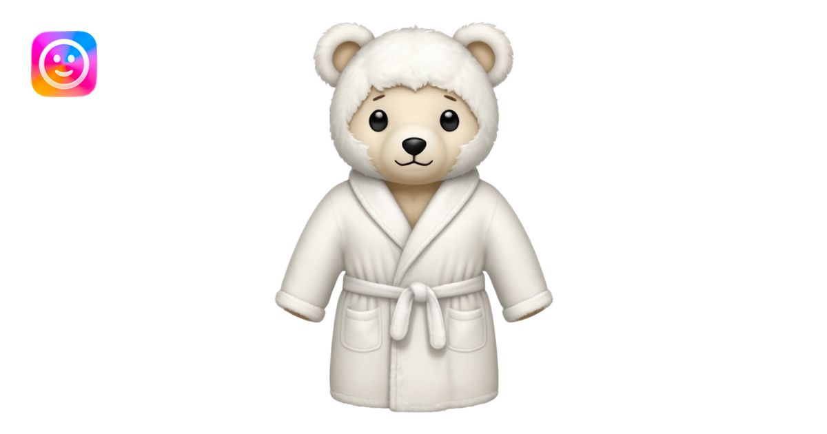 white teddy bear bathrobe emoji | AI Emoji Generator