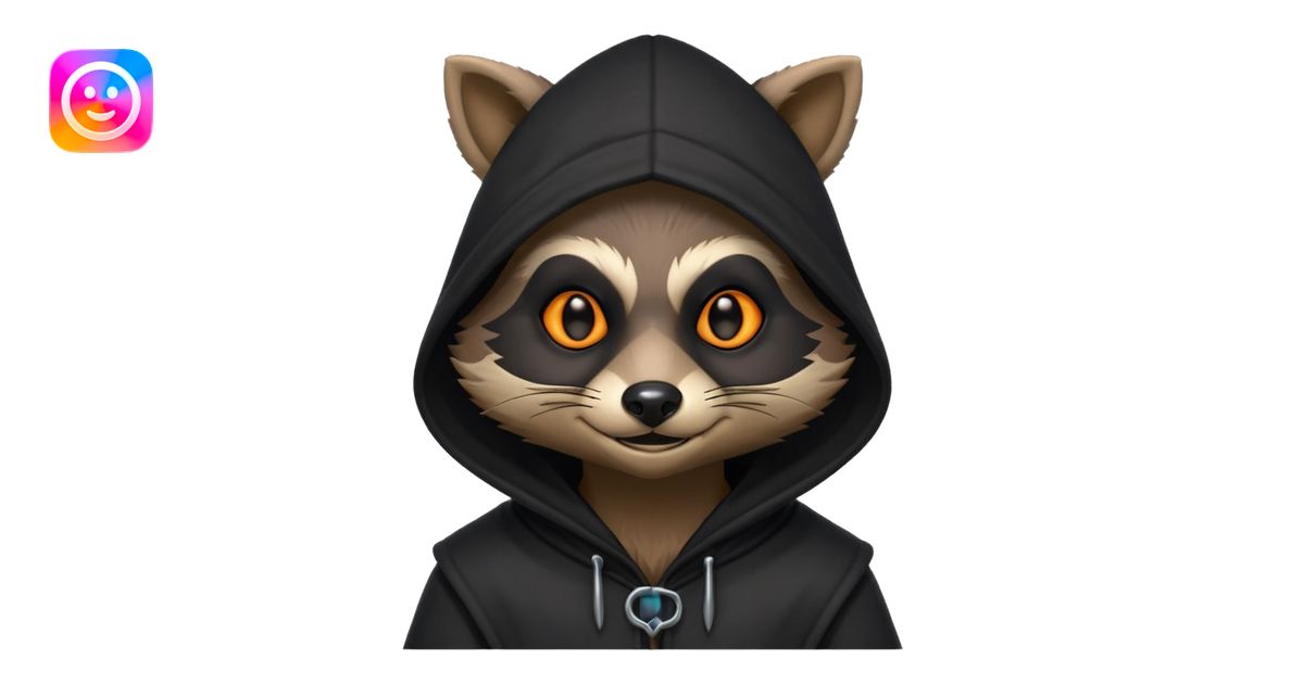 gothic thief raccoon portrait, head and shoulders only, dark hood ...