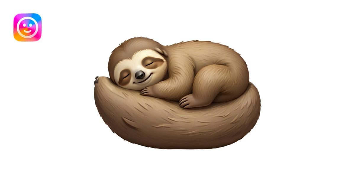 Meme-Worthy cute Sleeping Sloth Portrait Emoji, Head resting peacefully ...