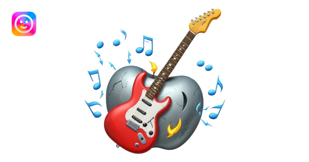 A 3D Apple-style emoji of a bold “ROCK” text written in shiny metallic ...