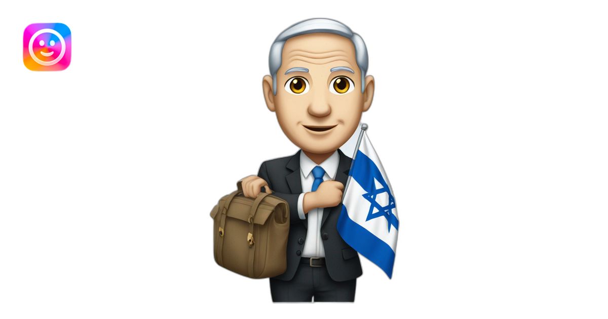 Benjamin Netanyahu carrying an Israeli flag emoji | AI Emoji Generator