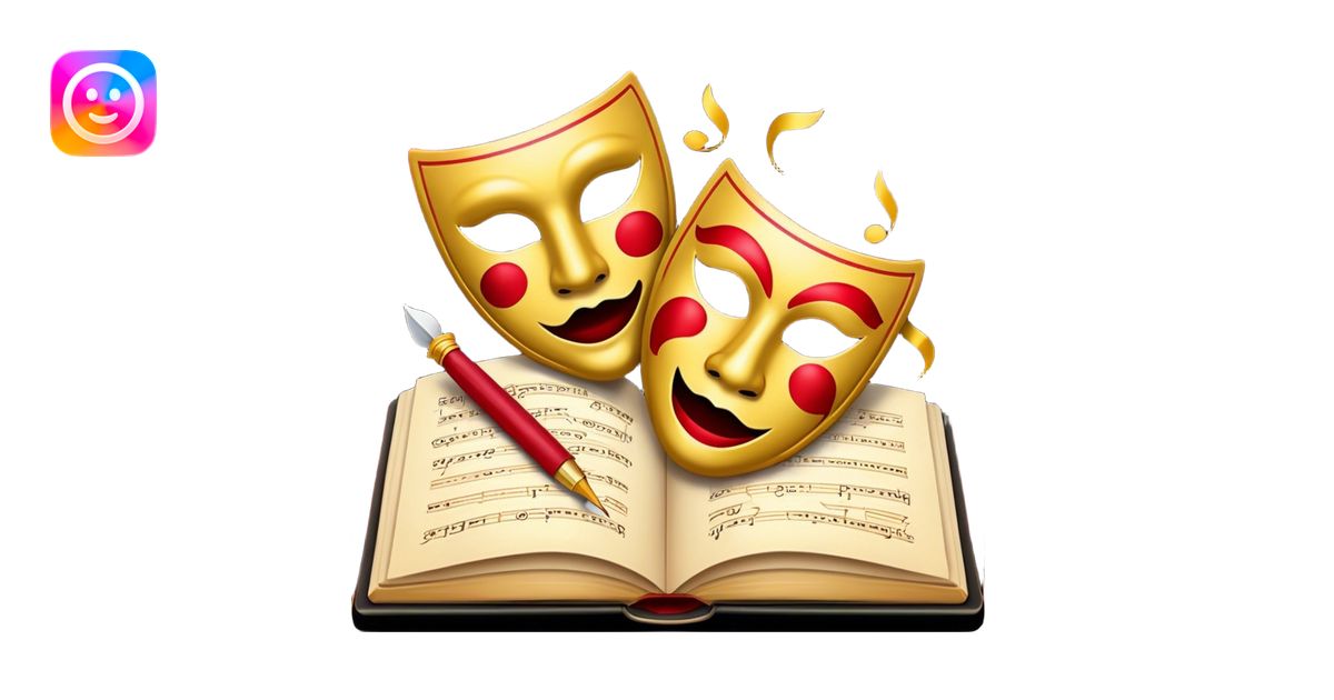 Create a bold and dramatic emoji representing the art of playwriting ...
