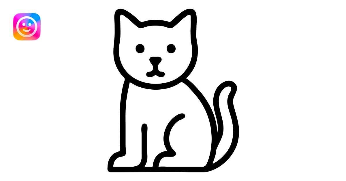 red cat, icon outline only, no fill, elegant, transparent background ...