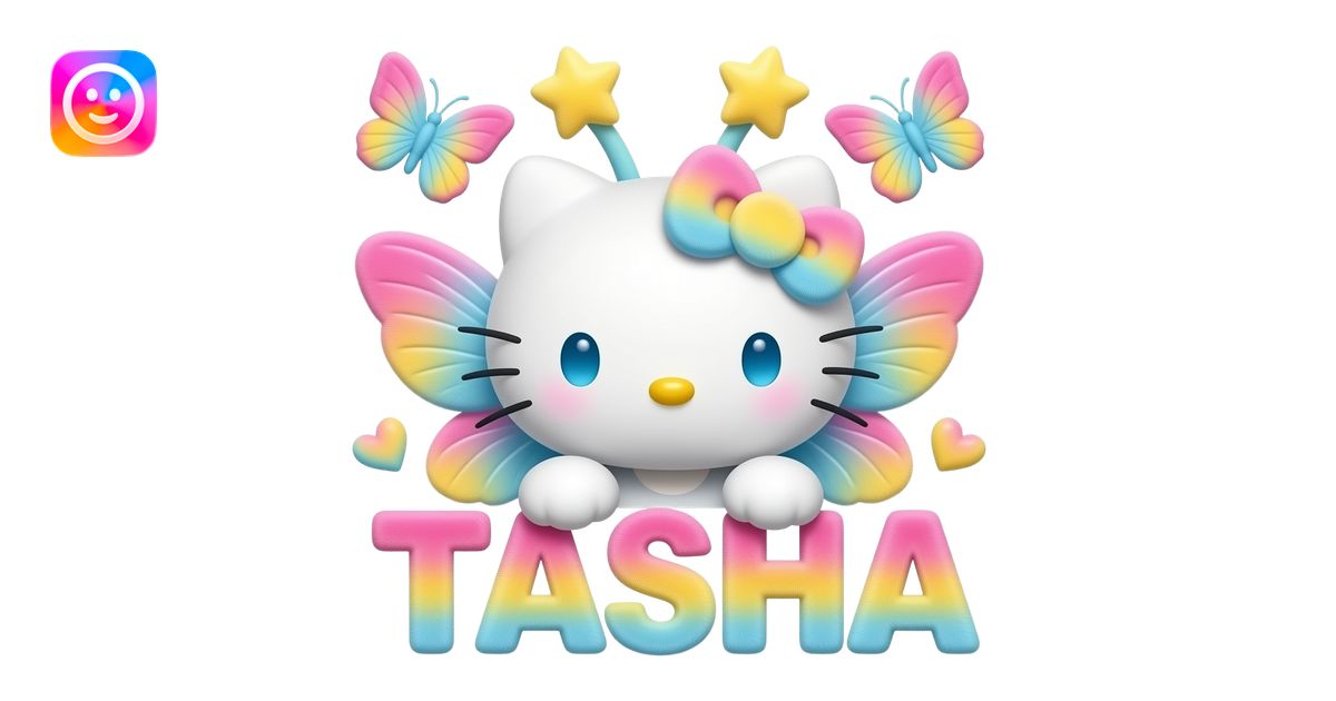 White velvety fur 3D hello kitty head, blue eyes, pink yellow blue ...