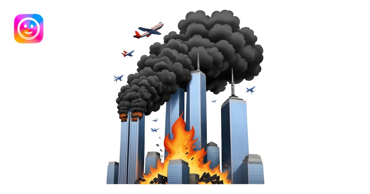 Plane flying into twin towers emoji | AI Emoji Generator