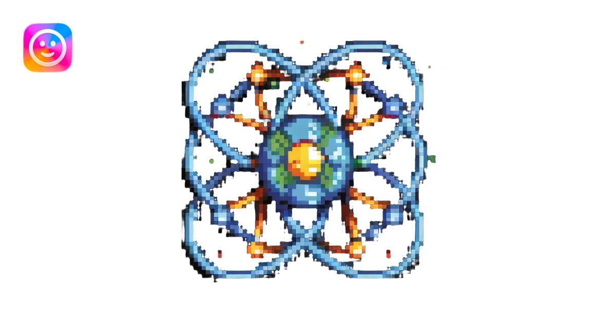 retro pixel art atom with valence electrons orbiting illustration | AI ...