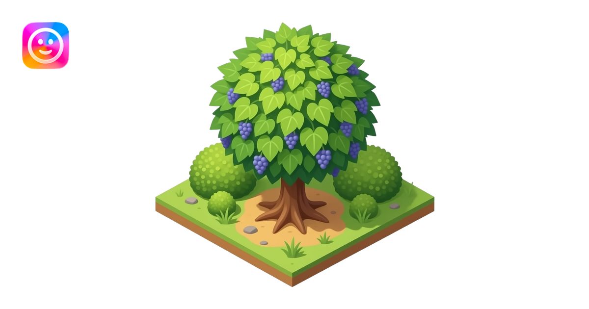 The grapevine bush grows on the ground top view isometric no background ...