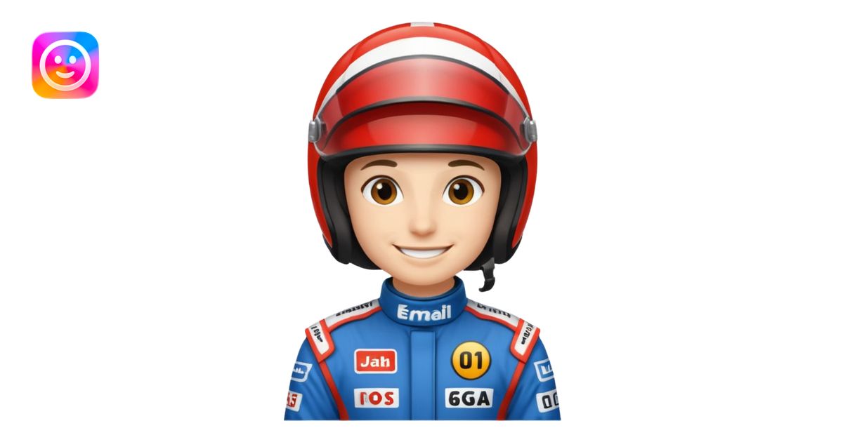Moi dans une voiture de course emoji | AI Emoji Generator