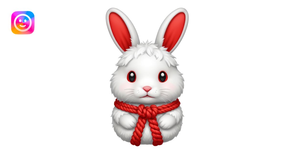 White realistic bunny with red ropes tightly wrapped around emoji | AI ...