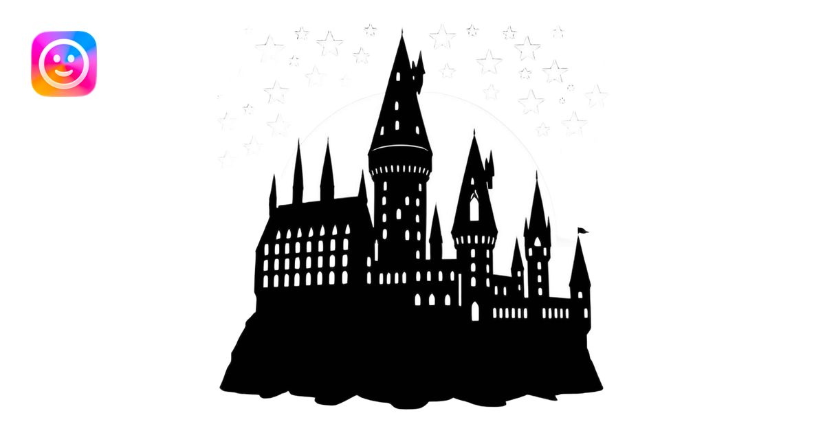 harry-potter-series-hogwarts-castle-silhouette-with-stars-outlined
