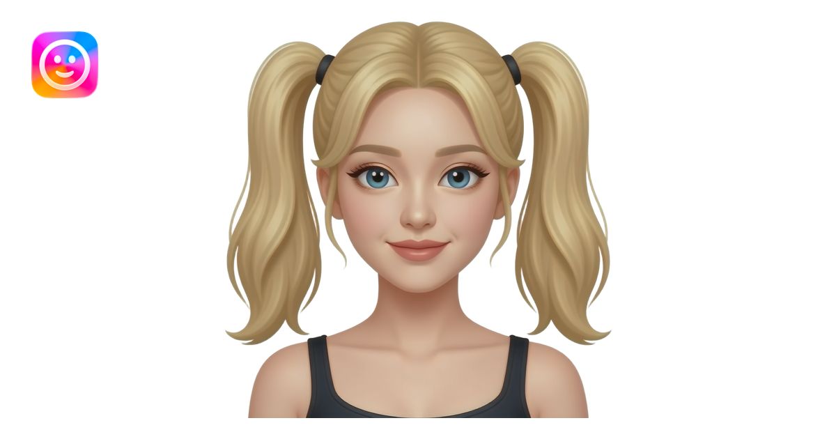 k pop idol woman blonde two pony tails emoji | AI Emoji Generator