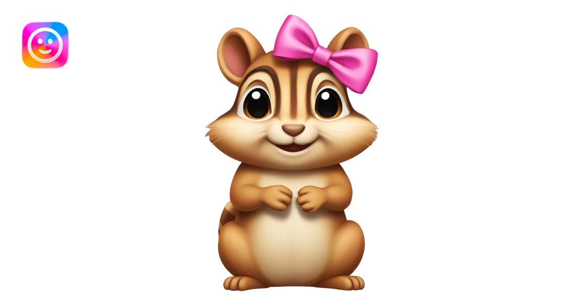 Chipmunk with pink bow emoji | AI Emoji Generator