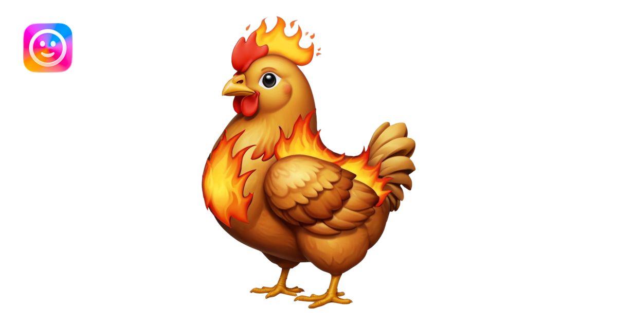 Chicken on fire emoji | AI Emoji Generator