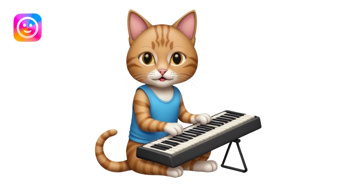 rockstar cat who plays keybord emoji | AI Emoji Generator