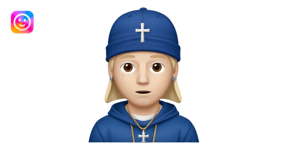 rapper da trắng đội mũ len mlb áo thánh giá đeo khăn trùm mặt emoji ...