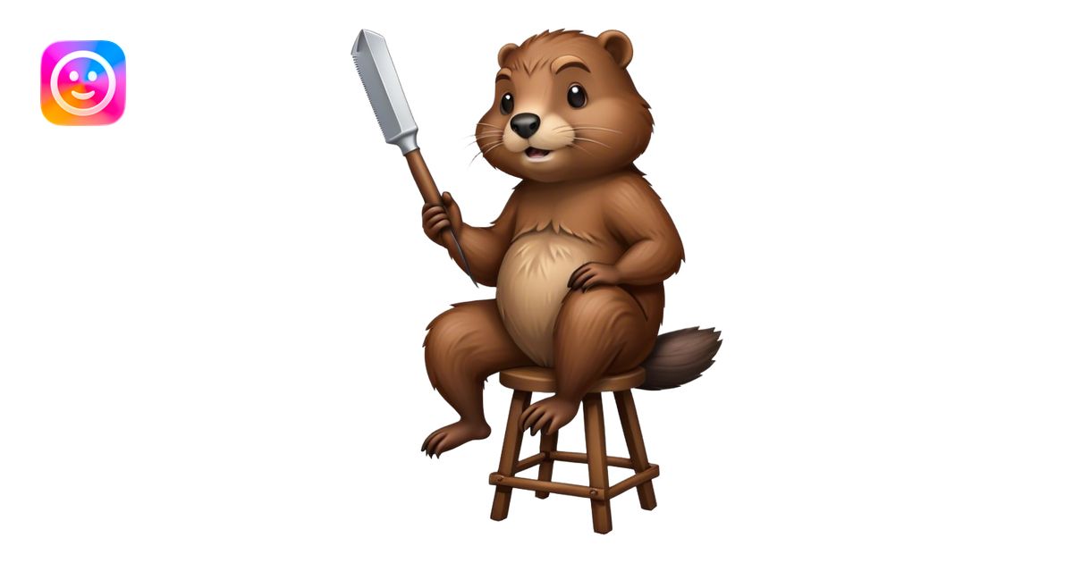 Beaver sitting on bar stool holding a razor emoji | AI Emoji Generator