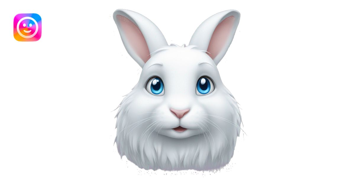 White rabbit blue eyes long haïr emoji | AI Emoji Generator