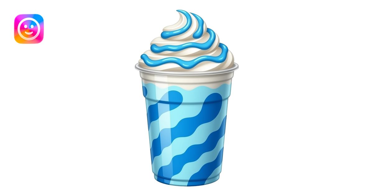 Ultra-realistic blue vanilla milkshake in a clear plastic cup with ...