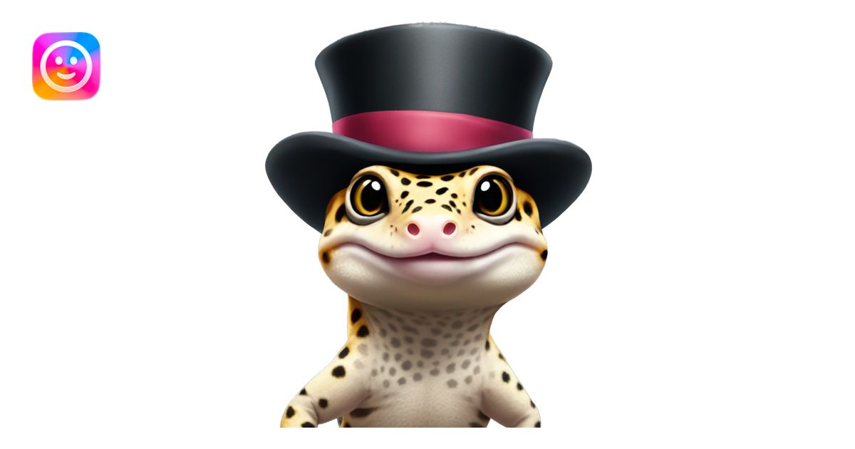 Leopard gecko wearing a top hat emoji | AI Emoji Generator