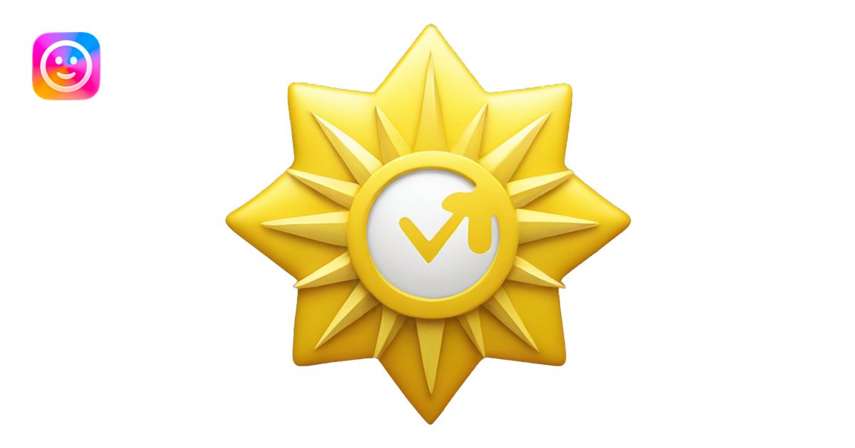 “A yellow badge with a white checkmark in the center, featuring a ...