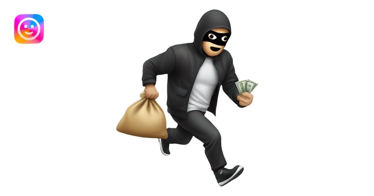 a robber with a money bag running facing to the left emoji | AI Emoji ...