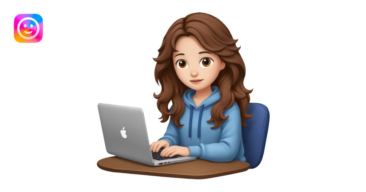make a picture in ios 18 style of a girl with brown long wavy hair ...