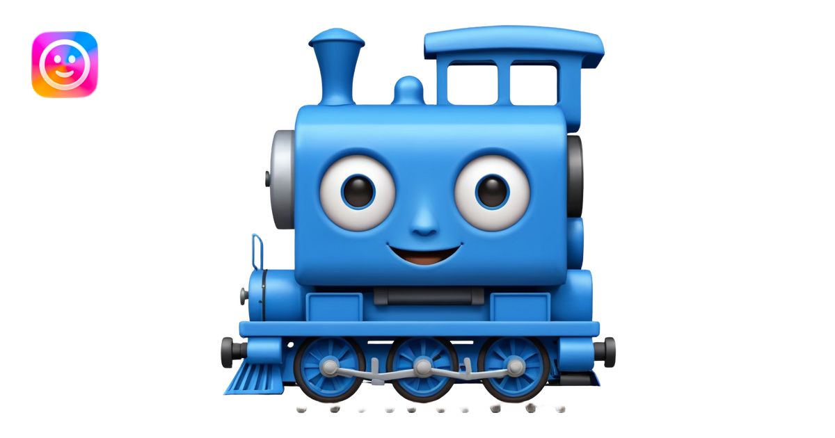 An square blue train with a human face at the front emoji | AI Emoji ...