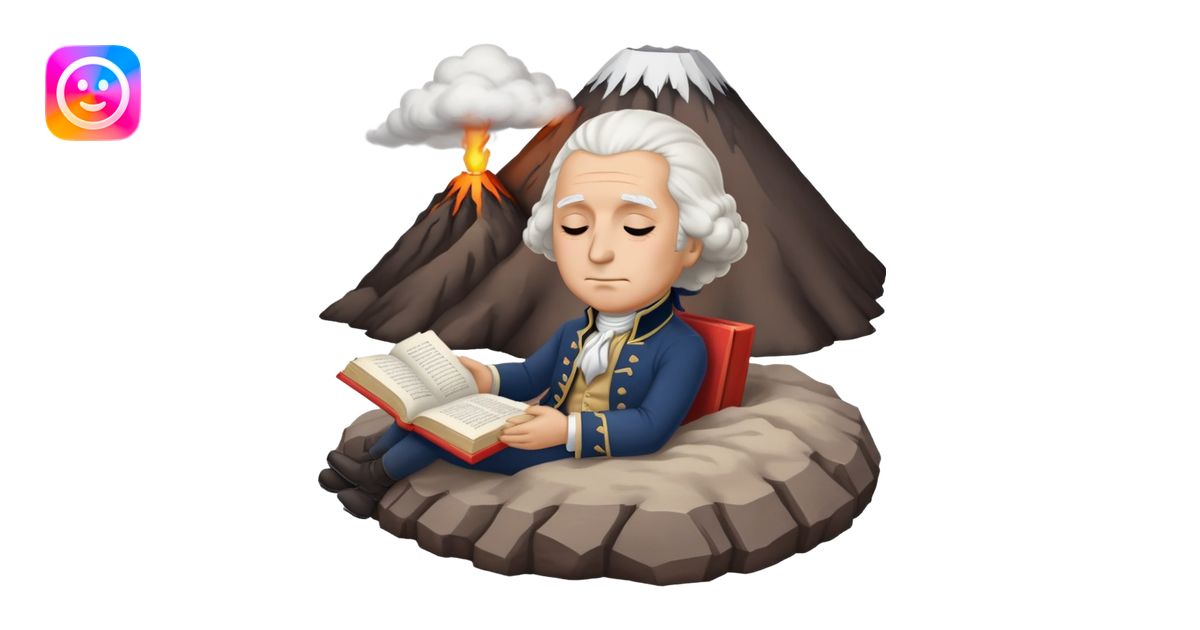 George Washington sleeping on top of a volcano with a book in his hand ...