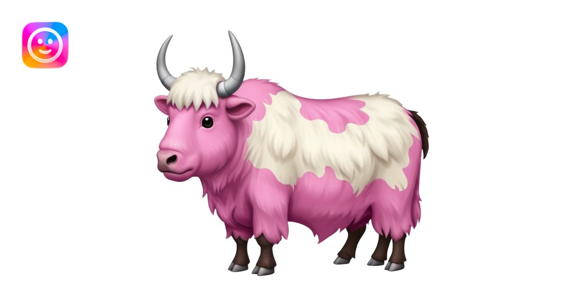 A shaven yak. Viewed from the side, it should have large pink patches ...