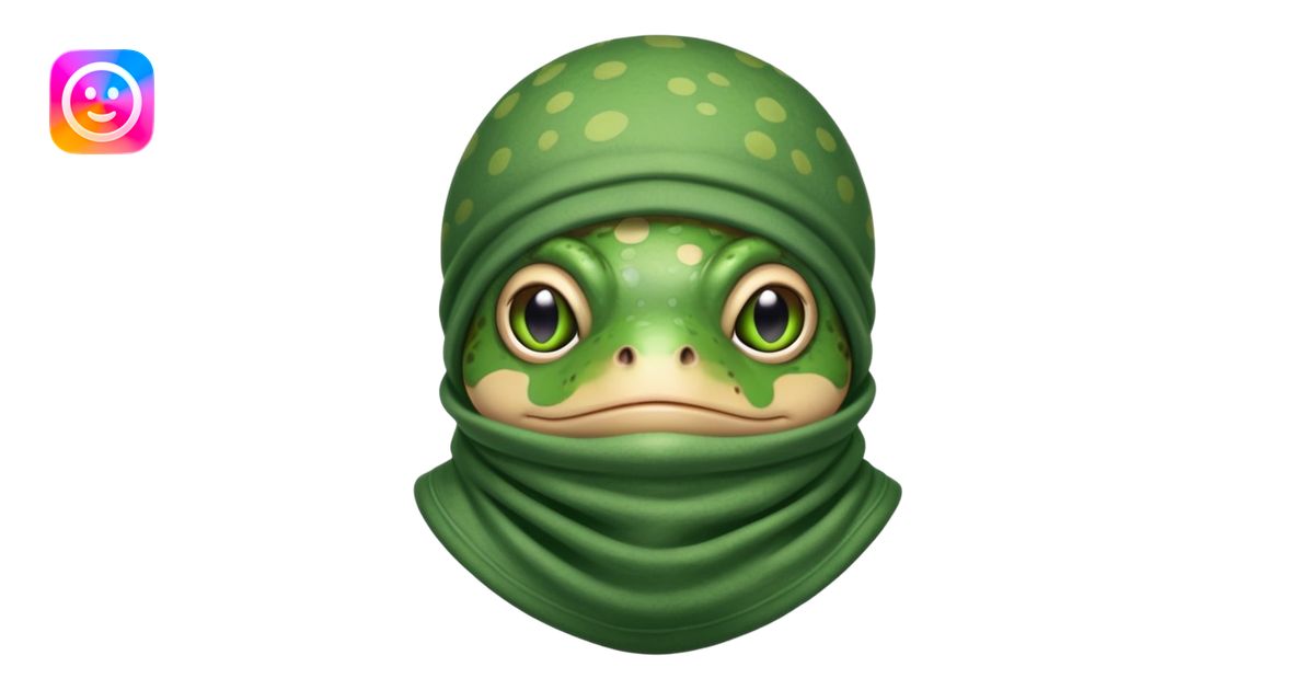 A toad wearing a balaclava emoji | AI Emoji Generator