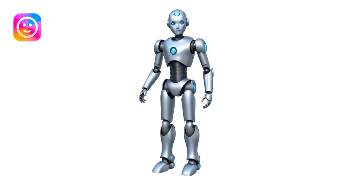 Robots Humanoid – Silver android with glowing eyes, human shape, full ...
