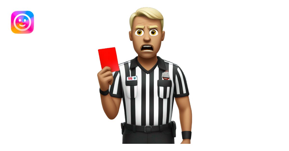 angry referee holding red card emoji | AI Emoji Generator