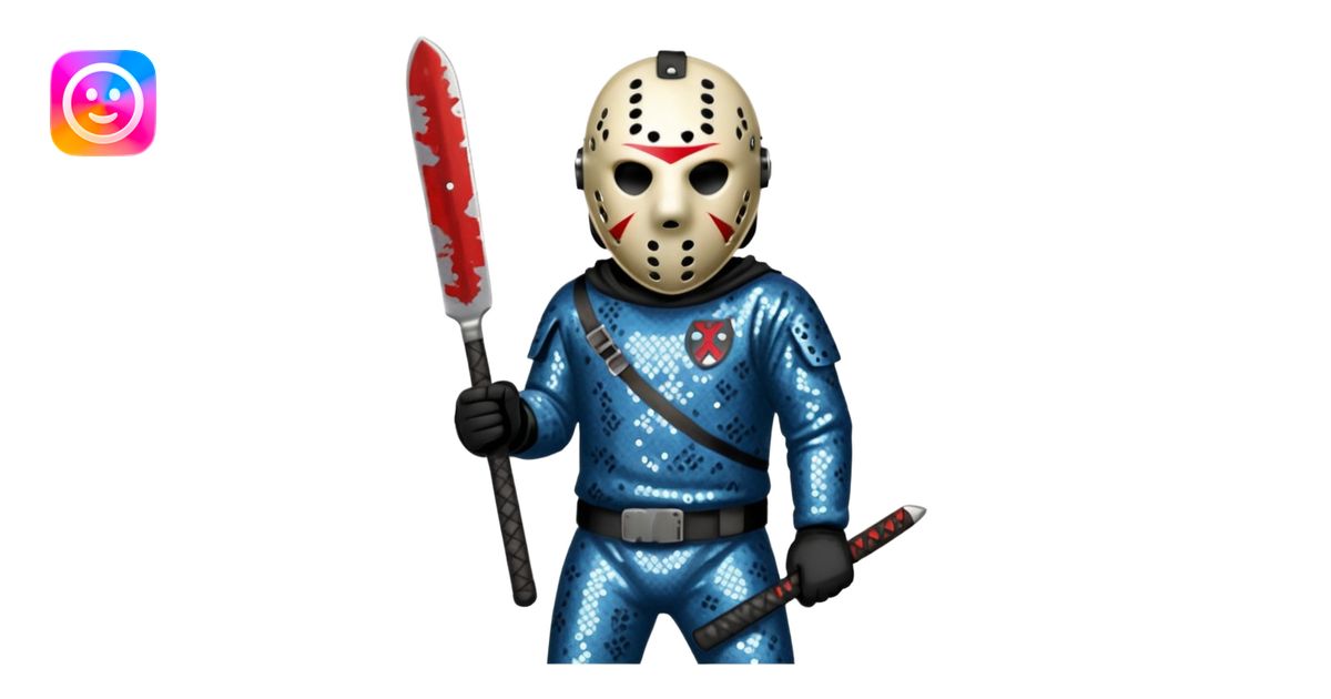 Jason Voorhees with slate sequin outfit emoji | AI Emoji Generator