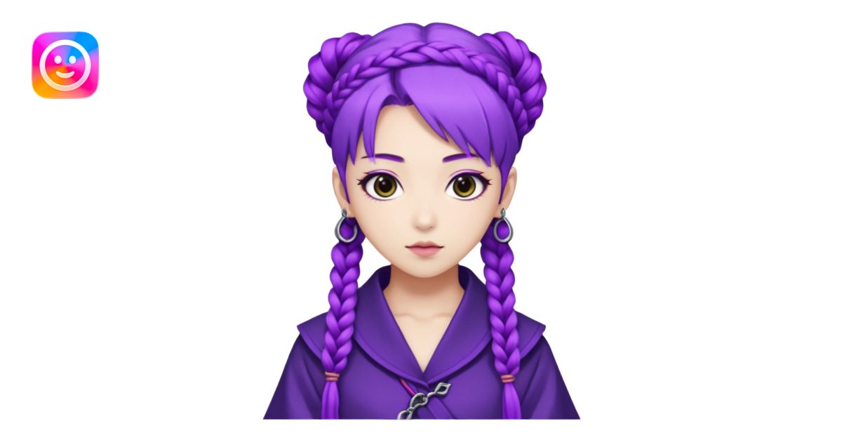 Rumi from K-pop demon hunters purple braid emoji | AI Emoji Generator