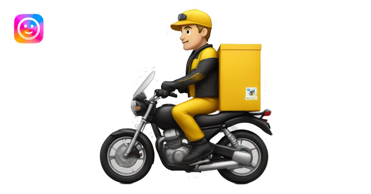 Delivery man in a motorcylce with colors yellow and black emoji | AI ...