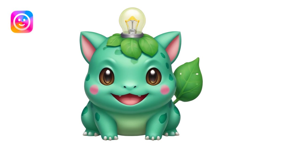 cute Bulbasaur Pokémon with soft rounded face, blushing cheeks, big ...