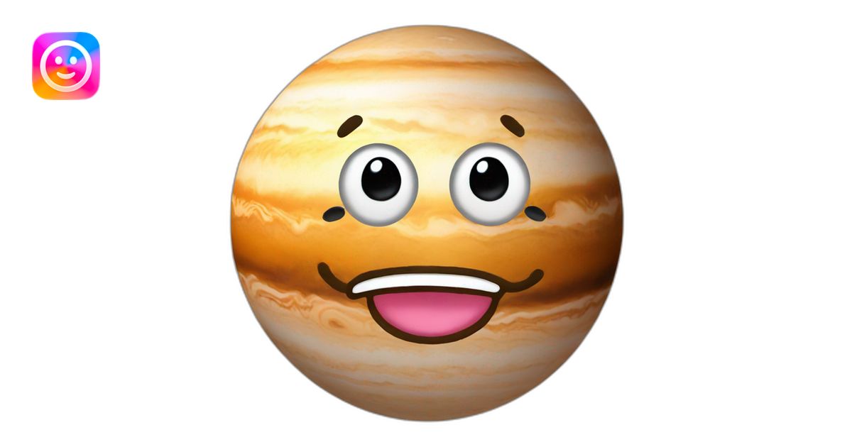 planet jupiter with a kissing face with smiling eyes emoji | AI Emoji ...