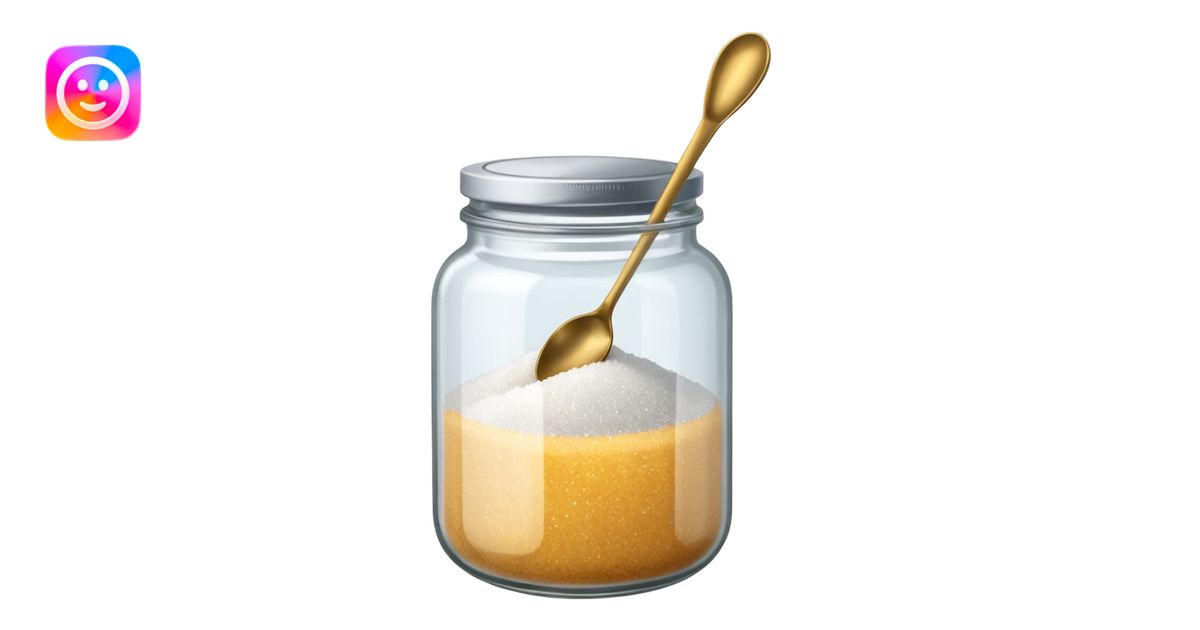 Jar of sugar with spoon emoji | AI Emoji Generator