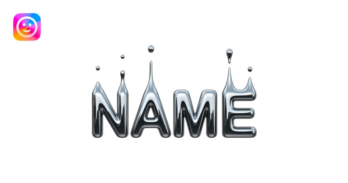 A hyper-realistic text 'NAME' made of flowing, high-polish liquid ...