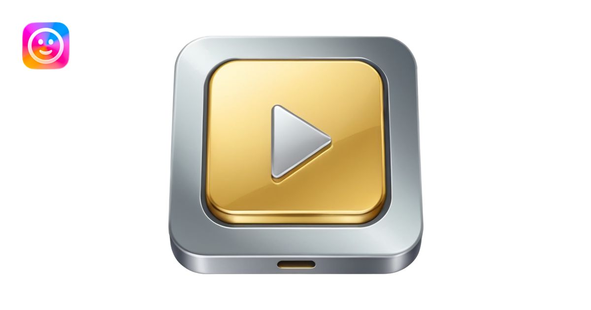 golden play button with silver edges emoji | AI Emoji Generator